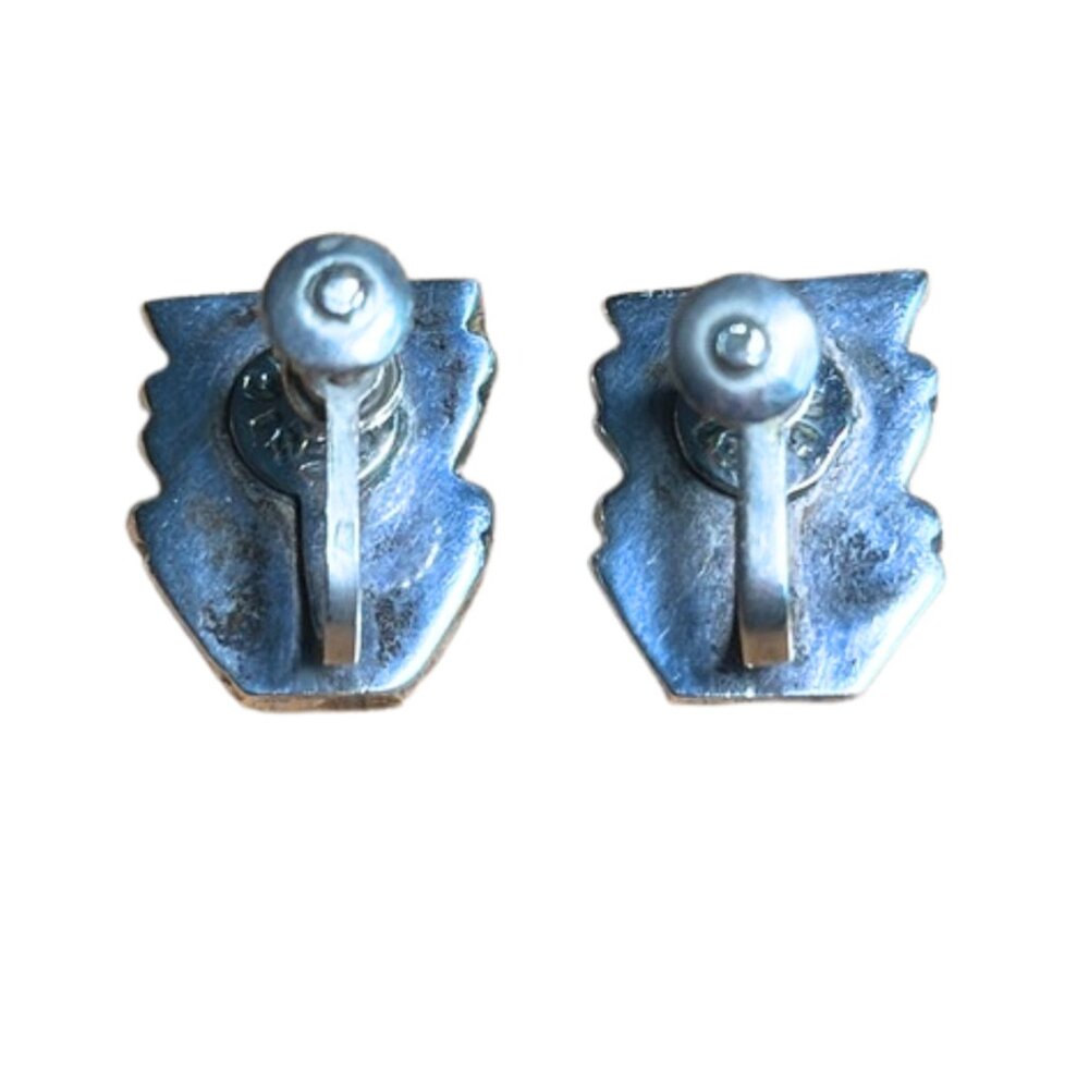 Vintage 925 Sterling Silver Abalone Inlay Screw-Back Earrings - Picture 4 of 6
